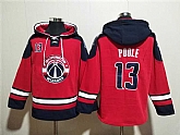 Men's Washington Wizards #13 Jordan Poole Red Navy Lace-Up Pullover Hoodie,baseball caps,new era cap wholesale,wholesale hats